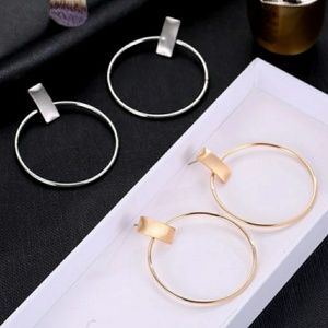 Hoop Stud Earrings Gold & Silver Color